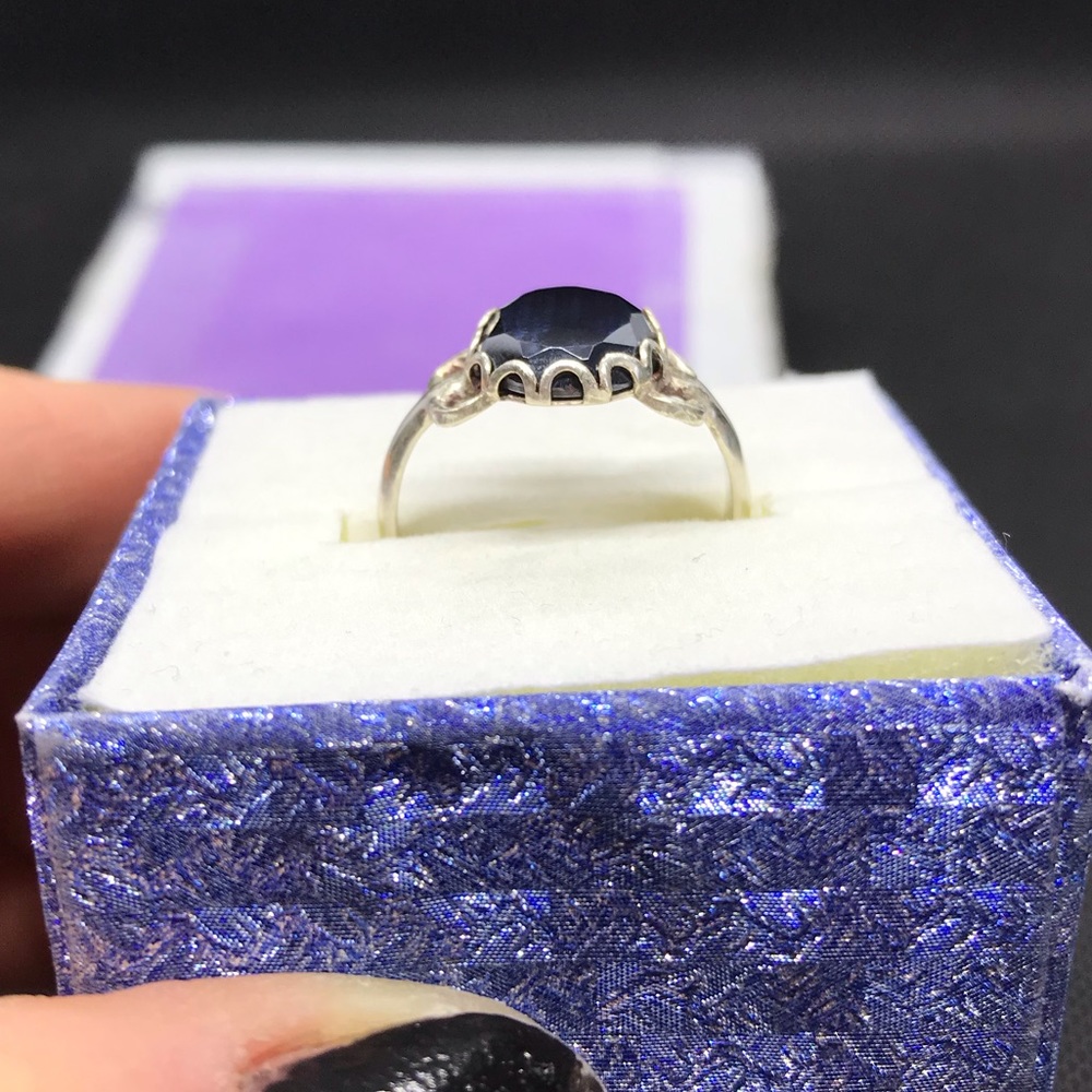Metallic Black Hematite Silver Ring - image 2